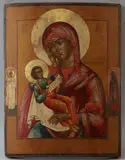 Ikone 'Lindere oh Mutter meinen Kummer' by Russia 19. Jahrhundert, Tempera auf Holz, sold Sep 2018