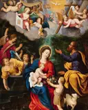 Pieter van Avont, The Holy Family with Saint John and Angels, Oil on panel