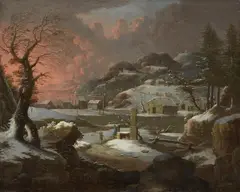 Peter von Bemmel, Evening Mood in a Winter Landscape, Oil on canvas (relined)