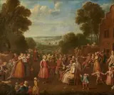 Theatre Production in a Landscape by German or Netherlandish School circa 1700 & 1720, Oil on canvas (relined), offered Sep 2018