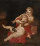 attributed to Abraham van Diepenbeeck, Two Putti with Grapes, Oil on canvas (relined)