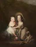 Two Children with a Dog by English School 18th century, Oil on canvas, sold Sep 2018