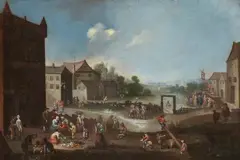 attributed to Flemish School, A Village Carnival, Oil on canvas (relined)