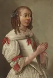 Dutch School 17th century, Portrait of a Young Woman with Clasped Hands, Oil on canvas, mounted on panel