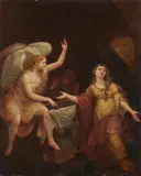 Italian School 18th century, The Women and the Angel at the Sepulchre, Oil on canvas (relined)