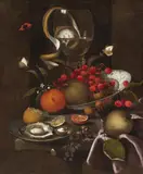 Martinus Nellius, Still Life with a Rummer, Oysters, and Fruit, Oil on canvas (relined)