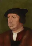 Portrait of a Gentleman by follower of Jacob Cornelisz. van Oostsanen, Oil on panel (parquetted), sold Sep 2018