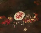 Still Life with Watermelon, Raspberries, Grapes, and Pomegranate by circle of Tommaso Realfonso, Oil on canvas (relined), offered Sep 2018