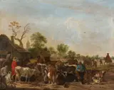 Cornelis Saftleven, A Cattle Market, Oil on canvas (relined)
