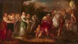 David Vinckboons, Jephthah's Daughter Greeting her Father, Oil on panel