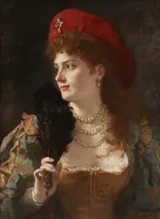 Carl Ludwig Becker, Portrait of a Venetian Lady, Oil on canvas