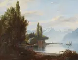 François Bonnet, Mountain Landscape with a Lake, Oil on canvas