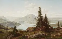 Joseph Niklaus Bütler, View of Lake Lucerne from Mount Rigi, Oil on canvas