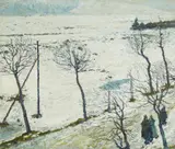 Max Clarenbach, Winter Landscape, Oil on panel