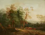 German School early 19th century, A Pair of River Landscapes with Shepherds, Oil on panel
