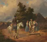 Ludwig Elsholtz, Mounted Soldier with a Captive, Oil on canvas