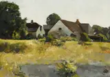 Constantin Gerhardinger, A Farmstead in Kallmünz Verso: Leaves and Flowers, Oil on canvas