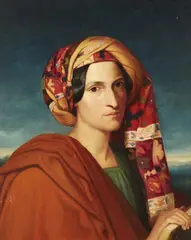 attributed to Josef Grassi, An Italian Lady in a Turban, Oil on canvas (relined)