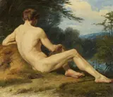 Otto Greiner, Resting Male Nude in Water