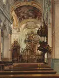 Heinrich Hermanns, Interior of the Convent Church of Amorbach, Oil on canvas