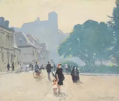 A Street in Le Mans by Jules Hervé-Mathé, Oil on card, sold Sep 2018