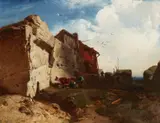 Charles Hoguet, Farmstead on a Rocky Coastline, Oil on canvas (edges relined)