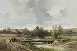 Charles Hoguet, A Village in Normandy, Oil on panel