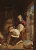 Hermann Kretzschmer, Children with a Hen's Nest, Oil on canvas (relined)