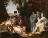 Charles Nicolas Lafond, Sappho Singing to Homer, Oil on canvas