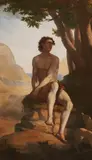 Panoramic Landscape with Saint Anthony by Désiré Joseph François Letellier-Belledame, Oil on canvas, offered Sep 2018