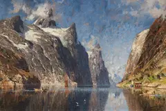 Norwegian Fjord Landscape by Adelsteen Normann, Oil on canvas, sold Sep 2018