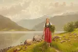 Emma Pastor Normann, Norwegian Peasant Girl with a Sickle, Oil on canvas