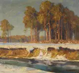 Otto Eduard Pippel, Winter Sunlight in Mark Brandenburg, Oil on canvas
