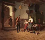 August von Rentzell, "Na, die kommt zu spät!", Oil on canvas