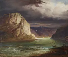 Rhine Landscape with the Loreley by Caspar Scheuren, Oil on panel, sold Sep 2018