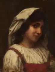 A Young Italian Woman by Josef Scheurenberg, Oil on panel, offered Sep 2018
