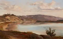 Rudolf Schick, Landscape with a Lake, Oil on card