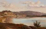 Rudolf Schick, Landscape with a Lake, Oil on card