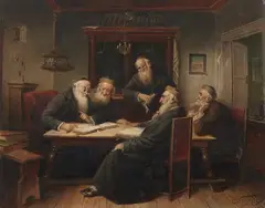 Carl Schleicher, The Talmud Scholars, Oil on panel