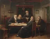 Carl Schleicher, The Talmud Scholars, Oil on panel