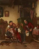 Hermann Sondermann, Grandmother's Tale, Oil on panel
