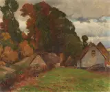 Fritz von Wille, Landscape with Cottages, Oil on canvas