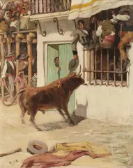 Achille Zo, Bullfight Scene, Oil on canvas