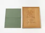 Franz Erhard Walther, Die Formen sind im Kopf, 1969/1990, 3-part work: fabric object, pencil on card and colour silkscreen on card. Each