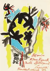 Giuseppe Capogrossi, Untitled, 1952, Tempera, India ink and felt-tip pen on paper
