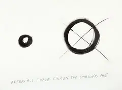 Endre Tót, After all I have chosen the smaller one, 1980, Acrylic on canvas