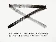 Endre Tót, I'm glad if I can make a painting by only 3 strokes with the brush, 1980, Acrylic on canvas