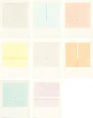 Antonio Calderara, Progetto 19, 1967, 8 watercolours on card. Each