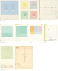 Antonio Calderara, 18 Progetti, Around 1967/1968, 18 Progretti: One Progretto comprising 2 to 7 sheets, each watercolour on card and biro and resp. pencil and colour crayon on card. From approx