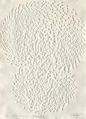 Interdependenz by Günther Uecker, 2014, Embossing on card, sold Jun 2018